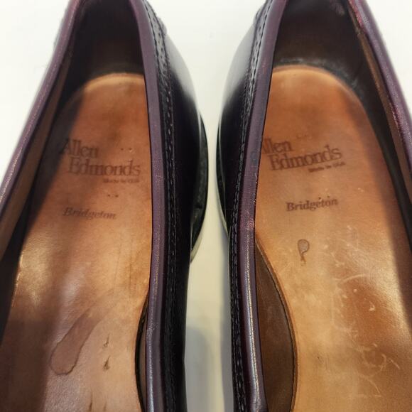 Allen Edmonds Bridgeton Brogue Kiltie Tassel Loafers Size 13 B Burgundy Leather - Picture 3 of 10